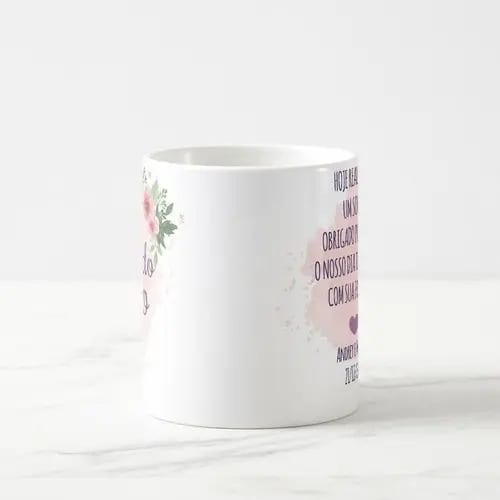 Caneca Feminina Mãe do Noivo Lembrança de Casamento Floral