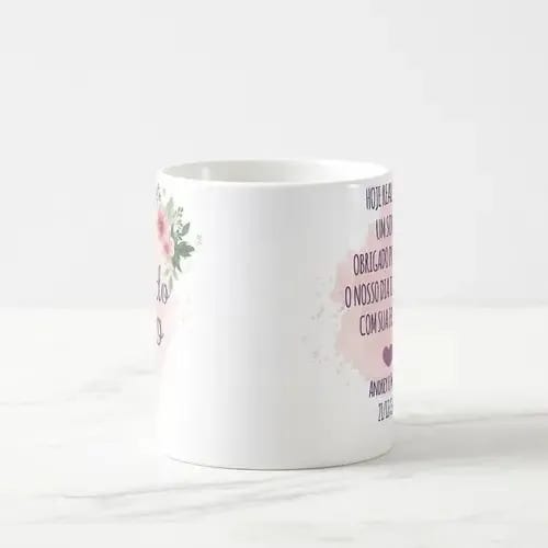 Caneca Feminina Mãe do Noivo Lembrança de Casamento Floral