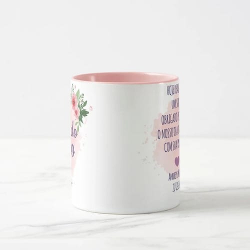 Caneca Feminina Mãe do Noivo Lembrança de Casamento Floral