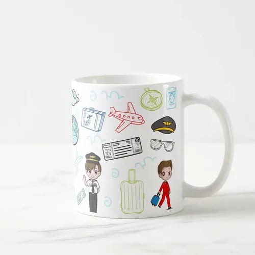 Caneca Personalizada Profissão Aviação com Avatar e Nome