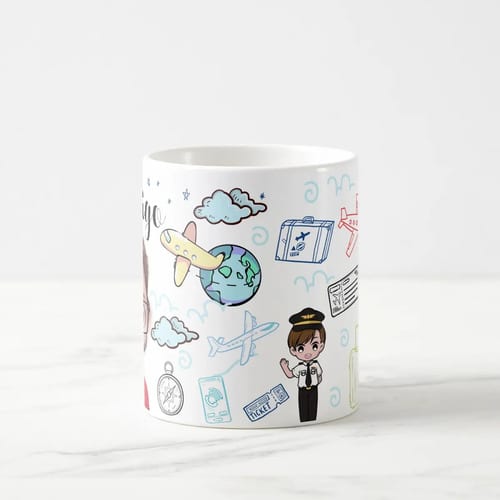 Caneca Personalizada Profissão Aviação com Avatar e Nome