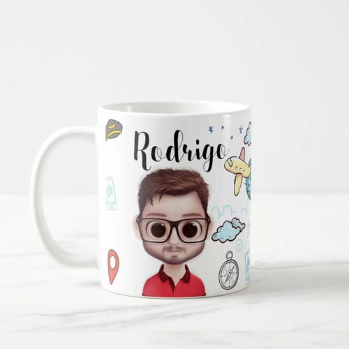 Caneca Personalizada Profissão Aviação com Avatar e Nome