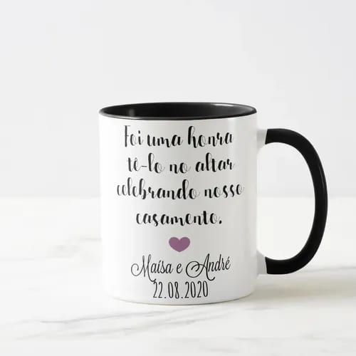 Caneca Personalizada Presente Pastor Celebrante de Casamento