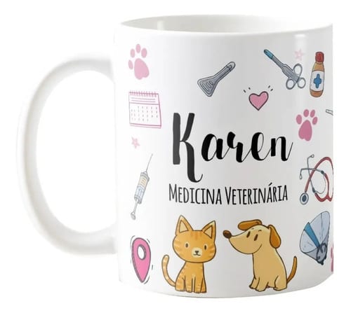 Caneca Medicina Veterinária Presente Veterinário Formatura - Profissões (Veterinário(a))