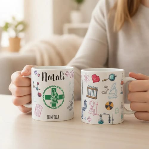 Caneca Presente Biomedicina Profissão com Nome - Profissões (Biomedico(a))