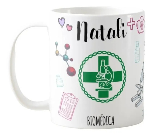Caneca Presente Biomedicina Profissão com Nome - Profissões (Biomedico(a))