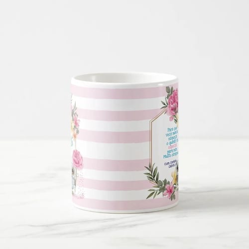 Caneca Professora Feliz Dia Do Professor Floral Com Carinho
