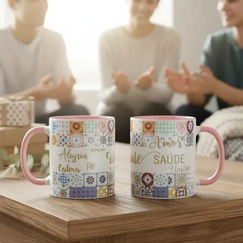 Caneca Felicidade com Palavras Positivas Presente Amiga - Outros (Amigo(a))