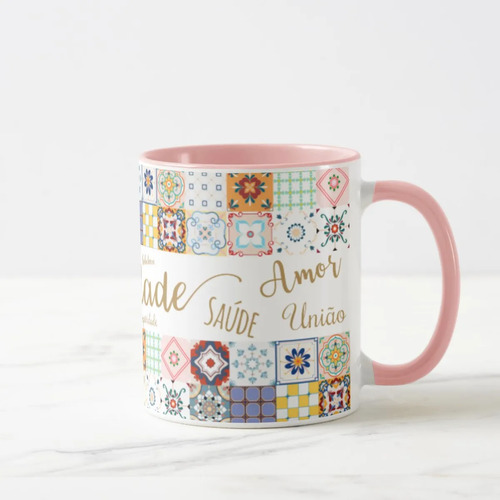 Caneca Felicidade com Palavras Positivas Presente Amiga
