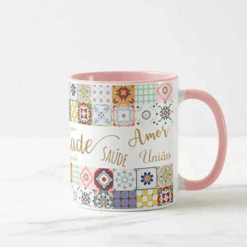 Caneca Felicidade com Palavras Positivas Presente Amiga