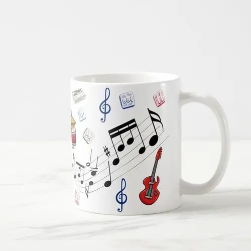Caneca Música Presente Criativo Homem Músico com Avatar