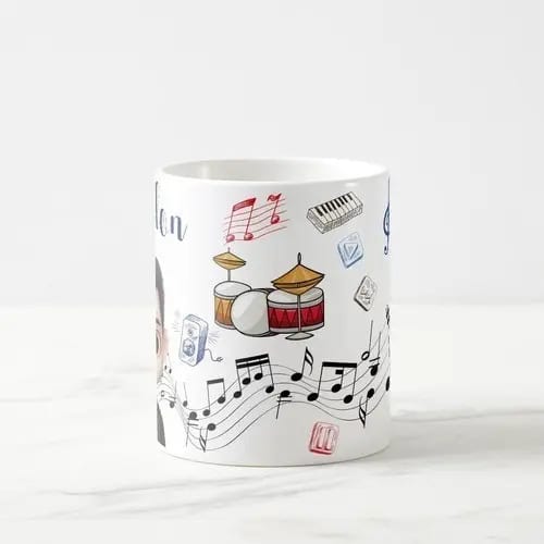 Caneca Música Presente Criativo Homem Músico com Avatar