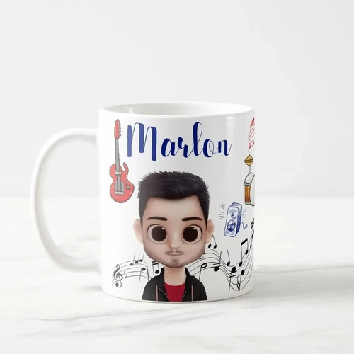 Caneca Música Presente Criativo Homem Músico com Avatar