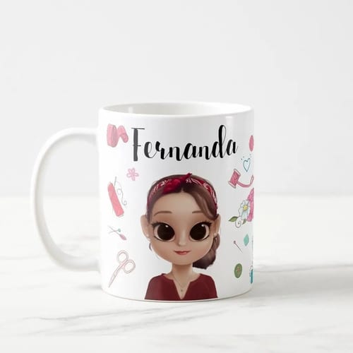Caneca Personalizada Artesã Presente Costureira com Avatar