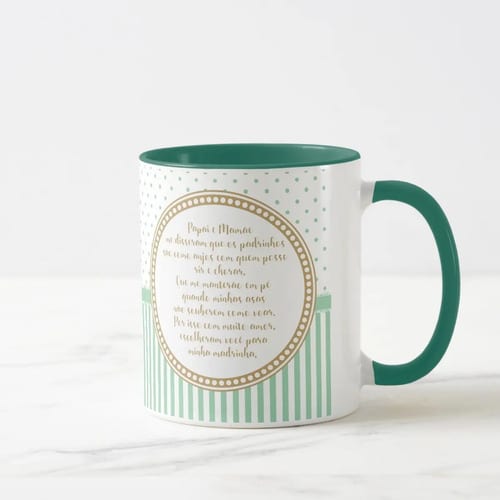 Caneca Presente Padrinhos Batizado Crisma Convite Verde