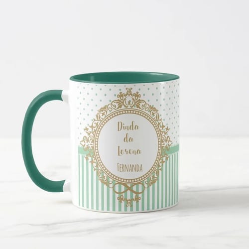 Caneca Presente Padrinhos Batizado Crisma Convite Verde - Batizado (Padrinho)