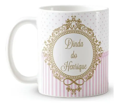Caneca Presente Madrinha Dinda Batizado Crisma Brasão Nomes