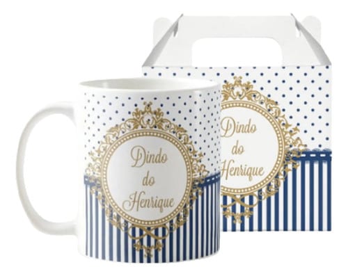 Caneca Batizado Presente Padrinho Brasão Nome Personalizado