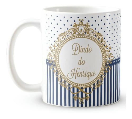 Caneca Batizado Presente Padrinho Brasão Nome Personalizado
