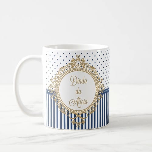Caneca Batizado Presente Padrinho Brasão Nome Personalizado