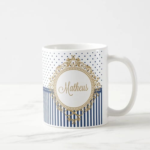 Caneca Batizado Presente Padrinho Brasão Nome Personalizado