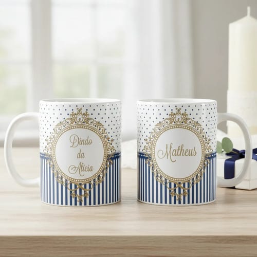 Caneca Batizado Presente Padrinho Brasão Nome Personalizado - Batizado (Padrinho)