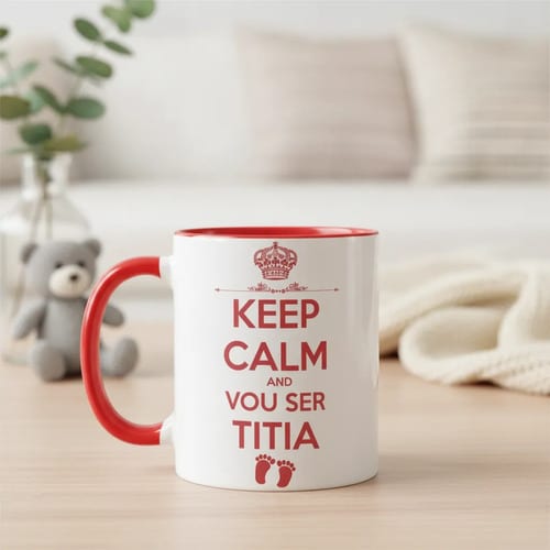 Caneca Presente Surpresa Revelação Gravidez Futura Tia Titia Branco