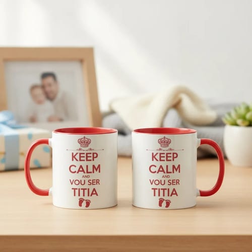 Caneca Presente Surpresa Revelação Gravidez Futura Tia Titia Branco - Família (Tia)