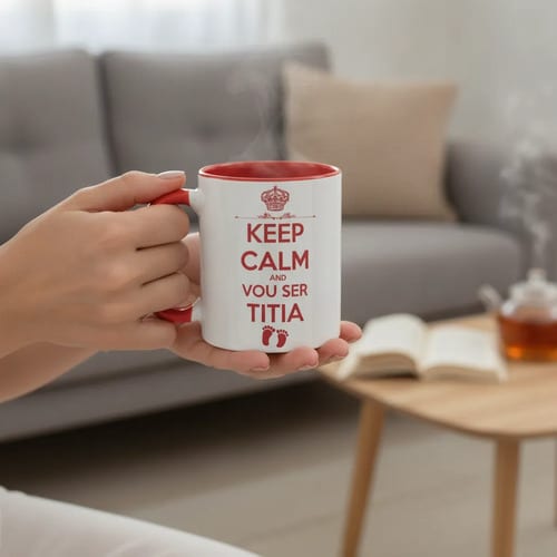 Caneca Presente Surpresa Revelação Gravidez Futura Tia Titia Branco