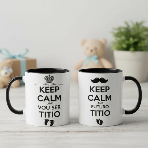 Caneca Presente Criativo para Revelar Gravidez Tio Titio - Anúncio de Gravidez (Tio)