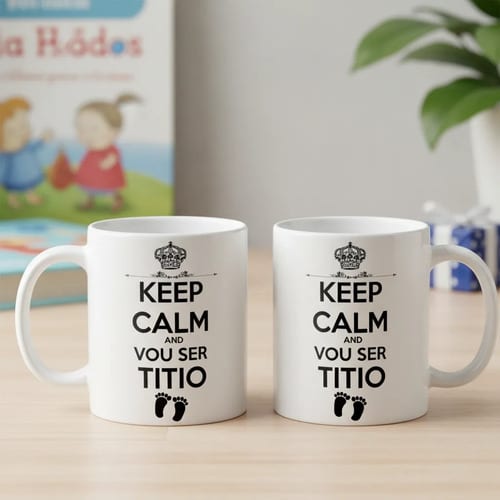 Caneca Presente Revelação de Gravidez para Futuro Titio - Anúncio de Gravidez (Tio)