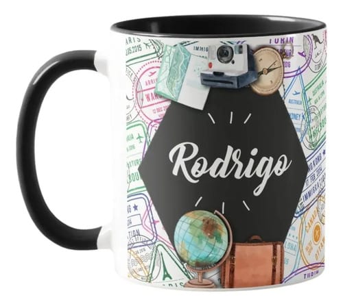 Caneca Personalizada Viajantes Viagens Passaporte Nome - Hobbies (Viajante)