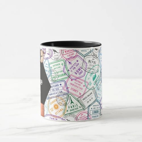 Caneca Personalizada Viajantes Viagens Passaporte Nome