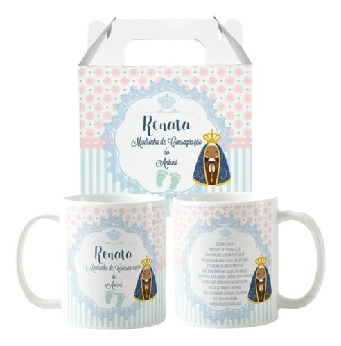 Kit 3 Canecas Batizado Padrinhos e Madrinha de Consagração