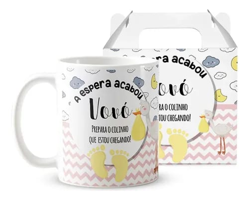 Caneca Gravidez Presente Avó Vovó Prepara o Colinho