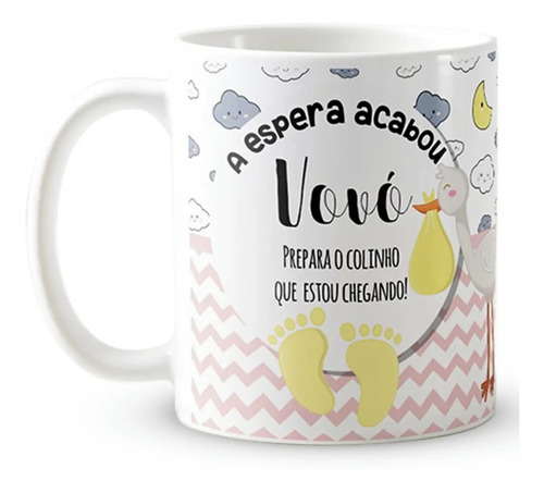 Caneca Gravidez Presente Avó Vovó Prepara o Colinho - Anúncio de Gravidez (Avós)