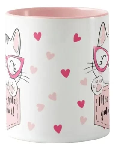 Caneca Mãe de Gato Gatinha Pronta Entrega Presente Pet Rosa Fofa