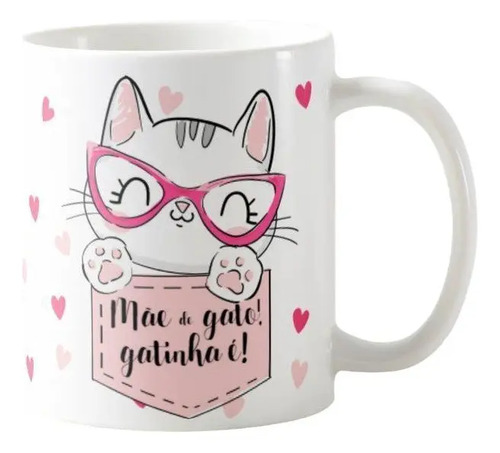 Caneca Feminina Presente Mãe de Gato Gatinha É Personalizada - Família (Mãe)