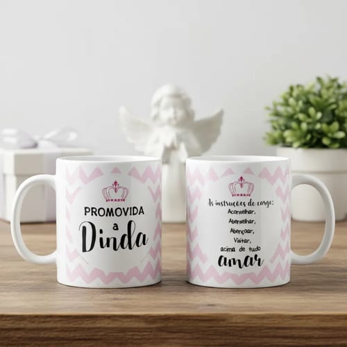 Caneca Batizado Presente Criativo Convite Promovida a Dinda - Batizado (Madrinha)