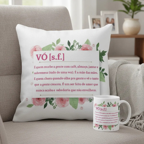 Conjunto Almofada Decorativa e Caneca Avó Vovó Significado