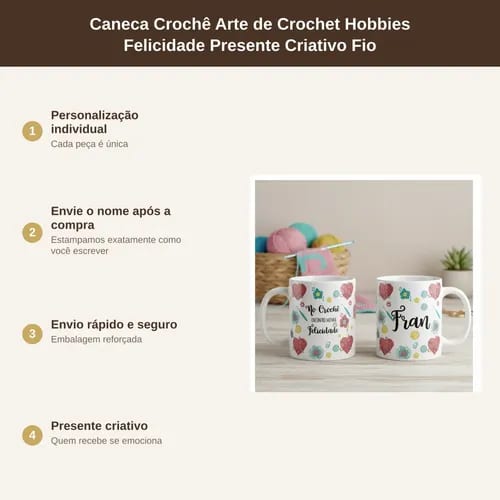 Caneca para Amantes do Crochê Arte de Crochet