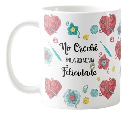 Caneca para Amantes do Crochê Arte de Crochet