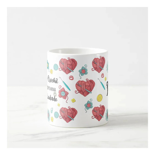 Caneca para Amantes do Crochê Arte de Crochet