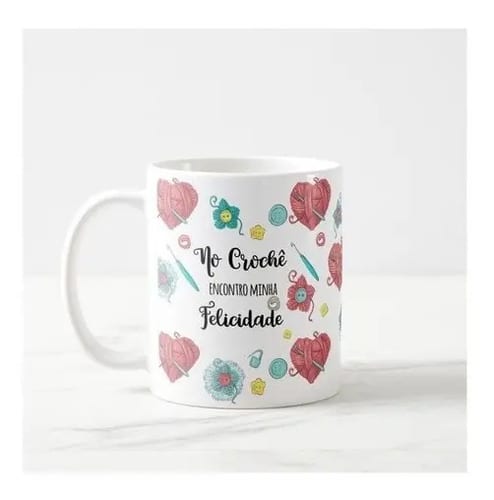 Caneca para Amantes do Crochê Arte de Crochet