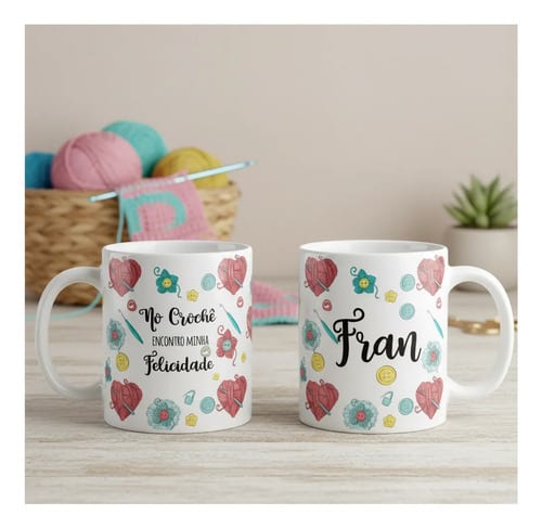 Caneca para Amantes do Crochê Arte de Crochet - Hobbies (Croche Felicidade)