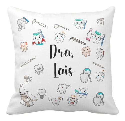 Almofada Decoração Personalizada Odontologia com Nome - Profissões (Dentista)