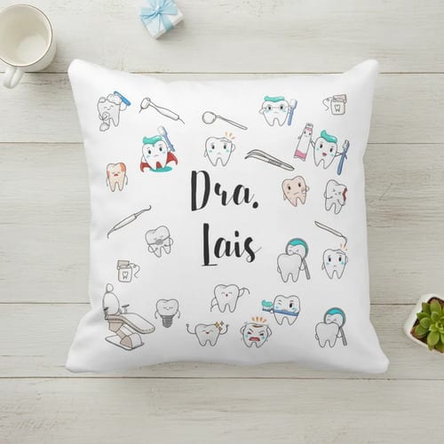 Almofada Decoração Personalizada Odontologia com Nome