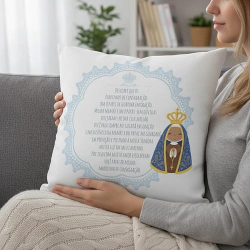 Almofada Decorativa Convite Madrinha de Consagração Batizado