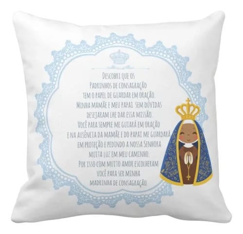 Almofada Decorativa Convite Madrinha de Consagração Batizado
