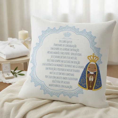 Almofada Decorativa Convite Madrinha de Consagração Batizado - Batizado (Madrinha de Consagração)